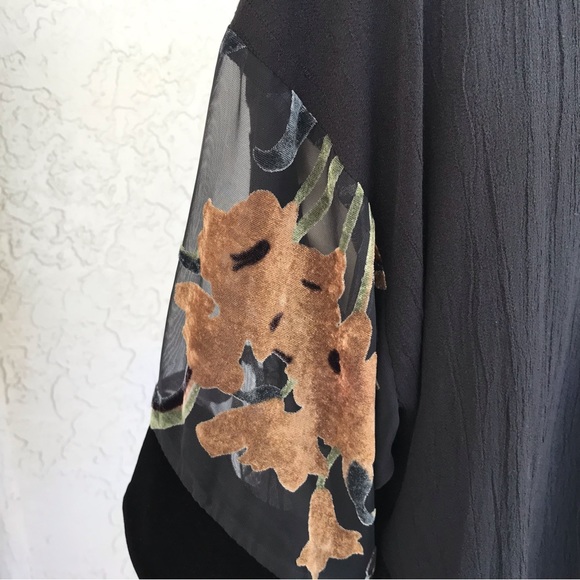 ✨Spencer Alexis Vintage Kimono Jacket/Top With Velveteen Trim, SzS - Picture 10 of 11